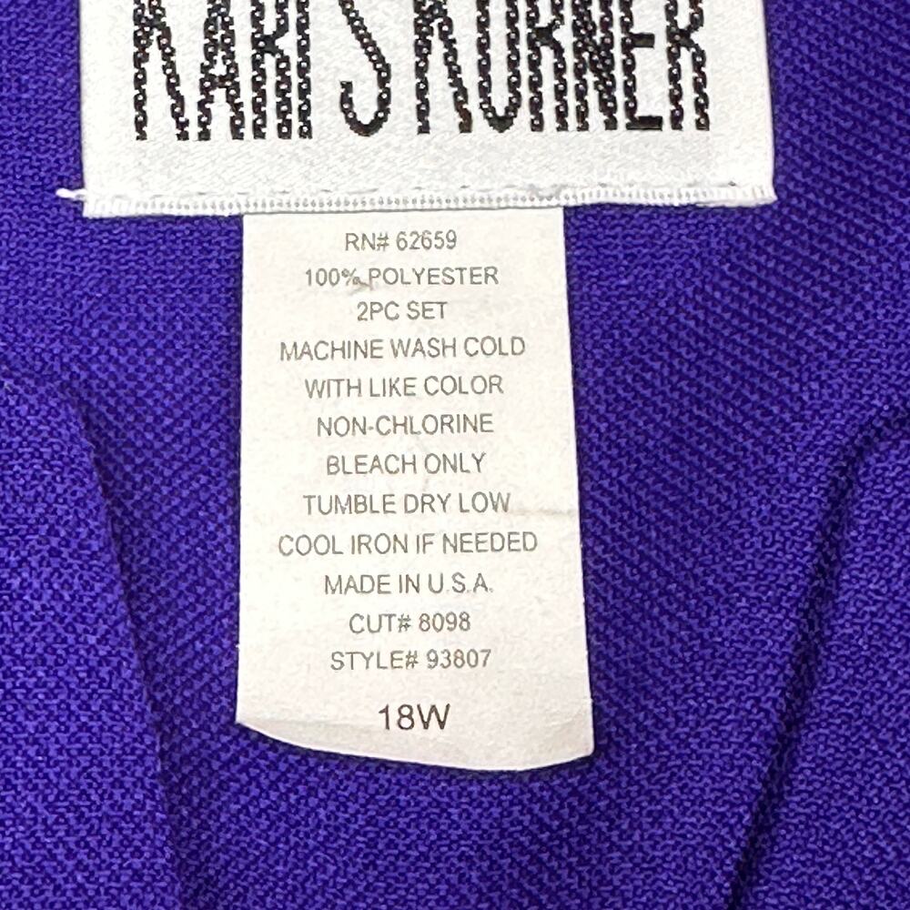 Vintage Karis Korner Blazer Womens 18W Purple Short Sleeve V Neck Button up Top - Picture 3 of 10